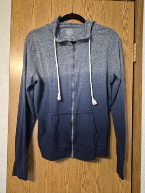 SO Ombre Zip Hoodie in Heather Gray to Navy Size XL
